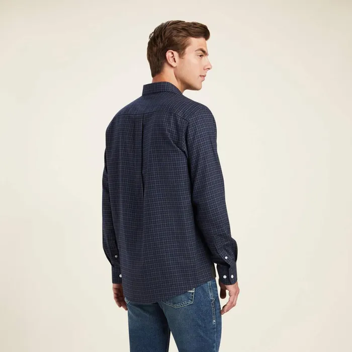 Clement Shirt Navy Tattersall Men Ariat Button Down Shirts Clement Shirt Navy Tattersall Men Ariat Button Down Shirts