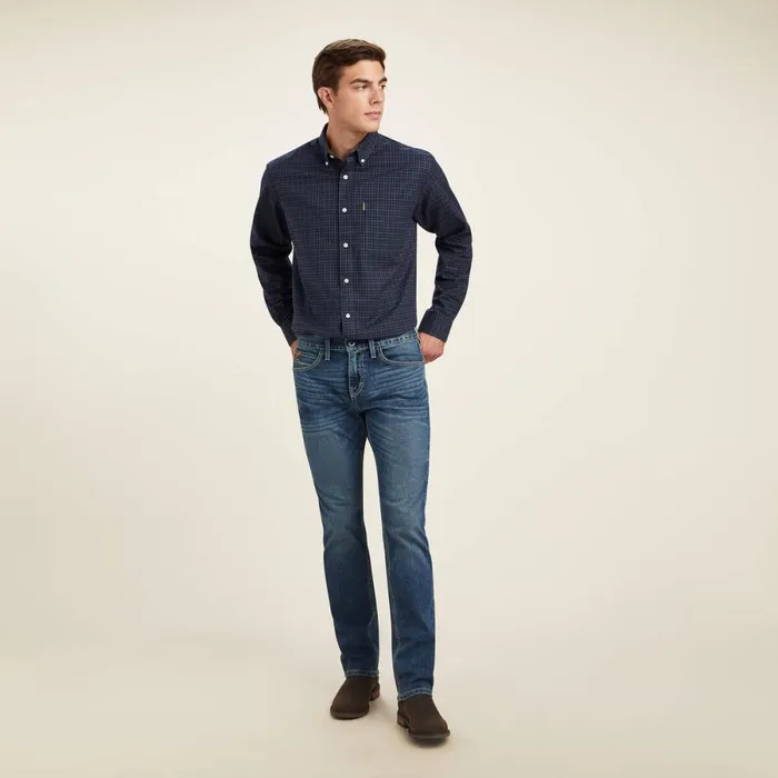 Clement Shirt Navy Tattersall Men Ariat Button Down Shirts Clement Shirt Navy Tattersall Men Ariat Button Down Shirts