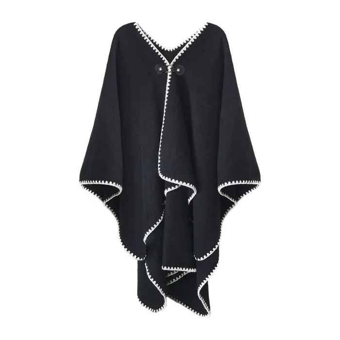 Clothing Women Moda In Pelle Biancaponcho Black Textile