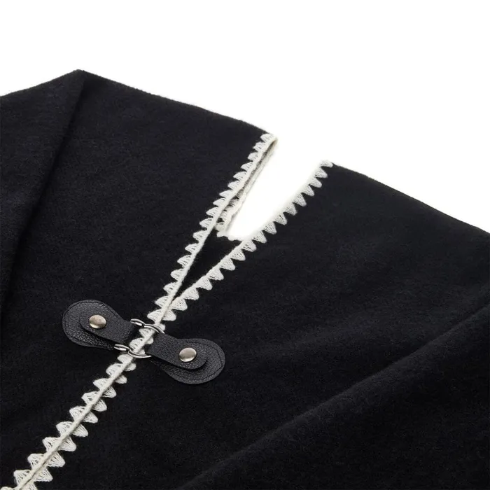 Clothing Women Moda In Pelle Biancaponcho Black Textile Clothing Women Moda In Pelle Biancaponcho Black Textile