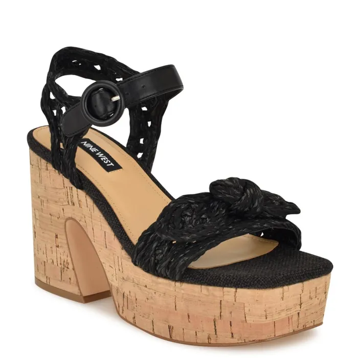 Comiele Platform Sandals Black Raffia Women Nine West High Heels Comiele Platform Sandals Black Raffia Women Nine West High Heels