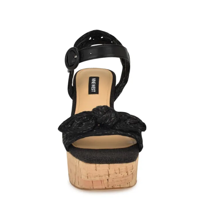 Comiele Platform Sandals Black Raffia Women Nine West High Heels Comiele Platform Sandals Black Raffia Women Nine West High Heels