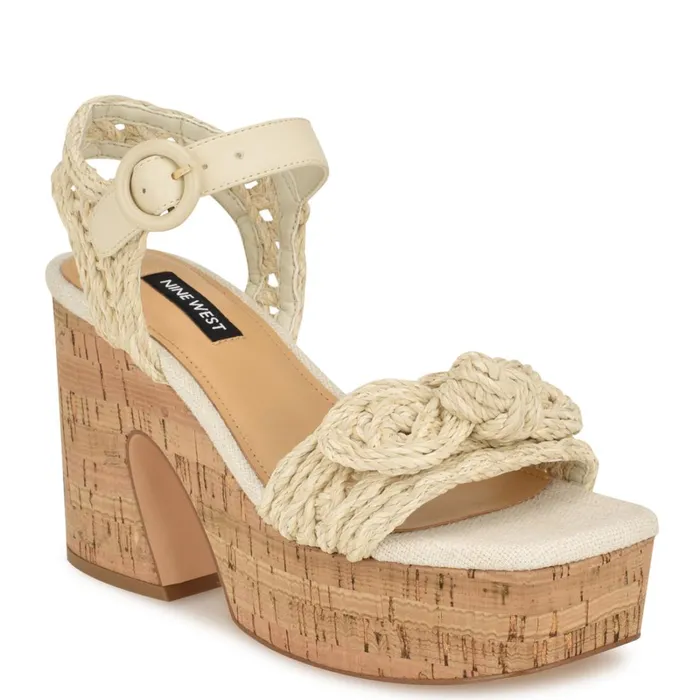 Comiele Platform Sandals Chic Cream Raffia Women Nine West High Heels Comiele Platform Sandals Chic Cream Raffia Women Nine West High Heels