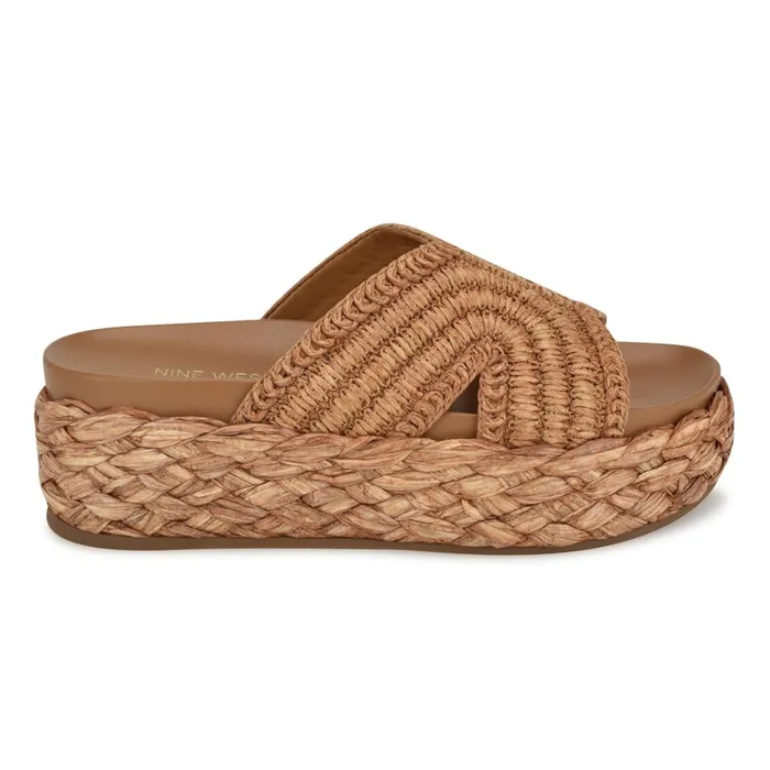 Corel Flatform Sandals Brown Women Nine West Flats