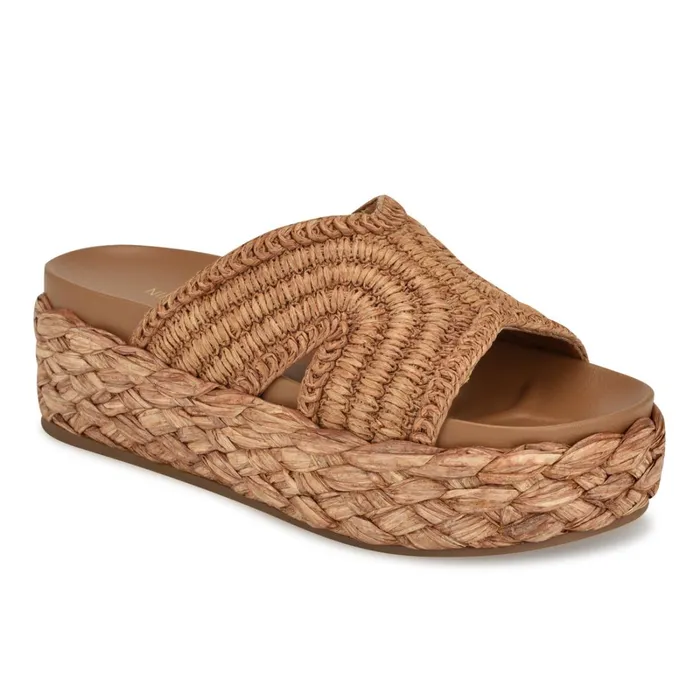 Corel Flatform Sandals Brown Women Nine West Flats