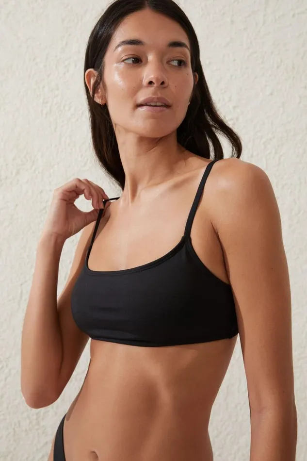Cotton On Bikinis Straight Neck Crop Bikini Top Black 8211 Women Cotton On Bikinis Straight Neck Crop Bikini Top Black 8211 Women
