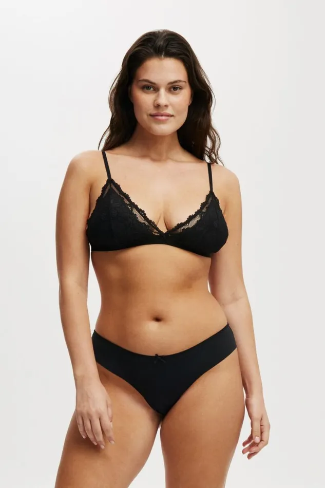 Cotton On Bras Everyday Lace Triangle Padded Bralette Black 8211 Women