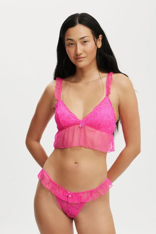 Cotton On Bras Holly Lace Longline Bralette Charming Pink 8211 Women
