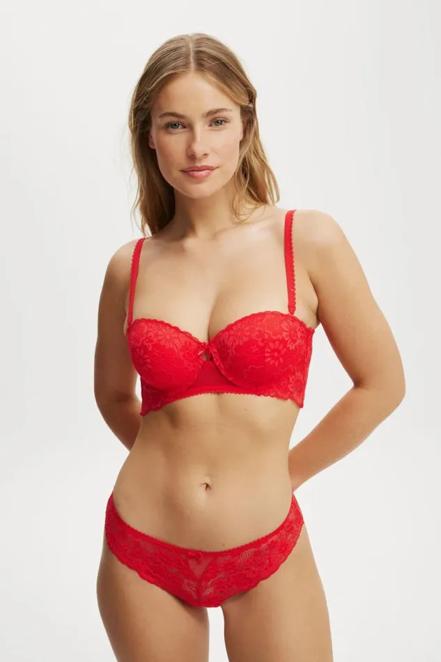 Cotton On Bras Holly Lace Strapless Push Up2 Bra Raspberry 8211 Women
