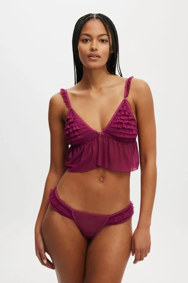 Cotton On Bras Rara Ruffle Longline Bralette Boysenberry 8211 Women