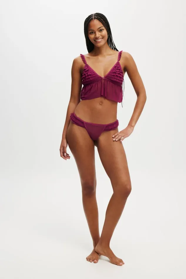 Cotton On Bras Rara Ruffle Longline Bralette Boysenberry 8211 Women