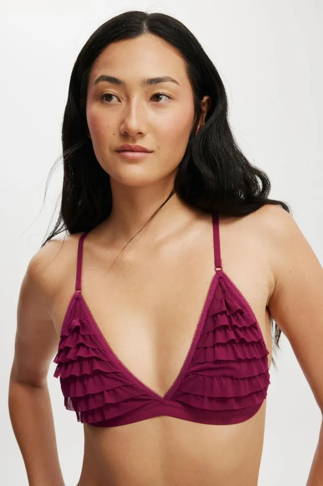 Cotton On Bras Rara Ruffle Triangle Bralette Boysenberry 8211 Women