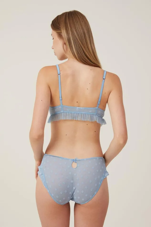 Cotton On Bras Sasha Flocking Mesh Bralette Summit Sky Daisy 8211 Women