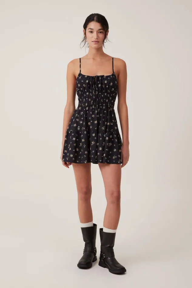 Cotton On Dresses Haven Tiered Mini Dress Colby Spring Ditsy Black 8211 Women