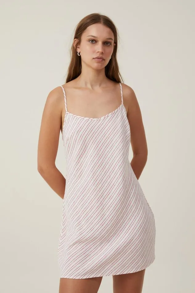 Cotton On Dresses Haven V Neck Mini Dress Jacqui Stripe Red Vertical 8211 Women