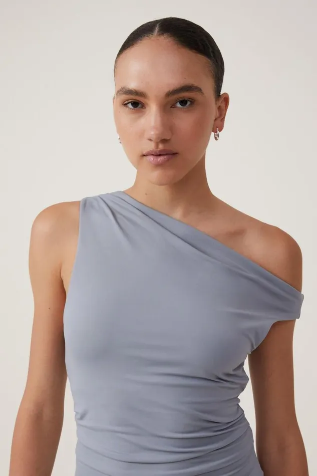 Cotton On Dresses Luxe One Shoulder Mini Dress Moonlight Grey 8211 Women