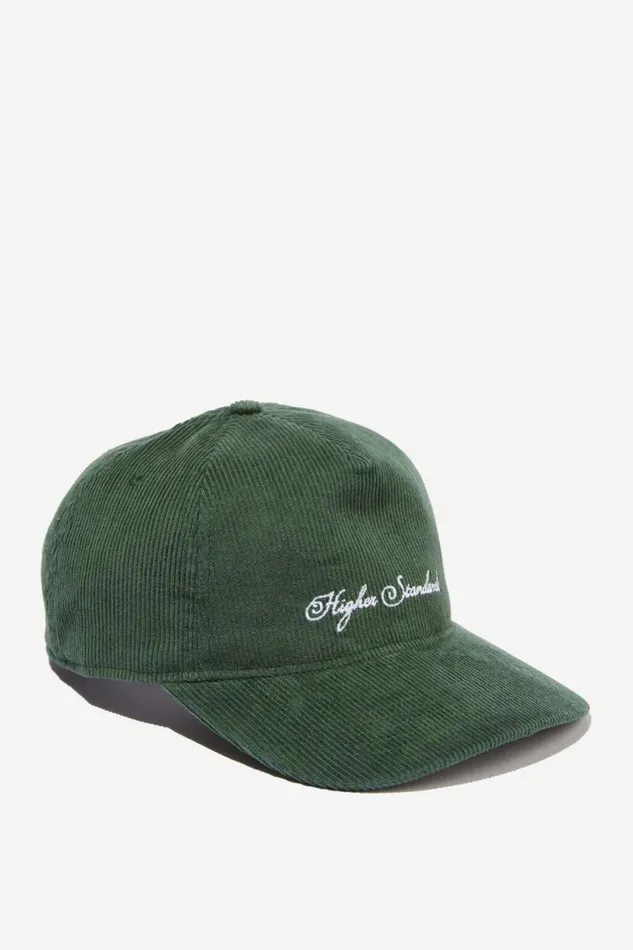 Cotton On Hats and Beanies 5 Panel Hat Pineneedle Green Cordhigher Standards 8211 Men
