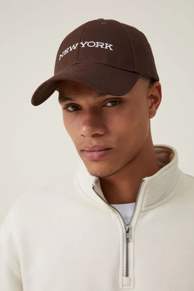 Cotton On Hats and Beanies 6 Panel Baseball Cap Chocolatenew York 8211 Men Cotton On Hats and Beanies 6 Panel Baseball Cap Chocolatenew York 8211 Men