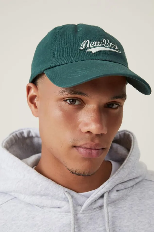 Cotton On Hats and Beanies Vintage Dad Hat Washed Forest Greennew York 8211 Men