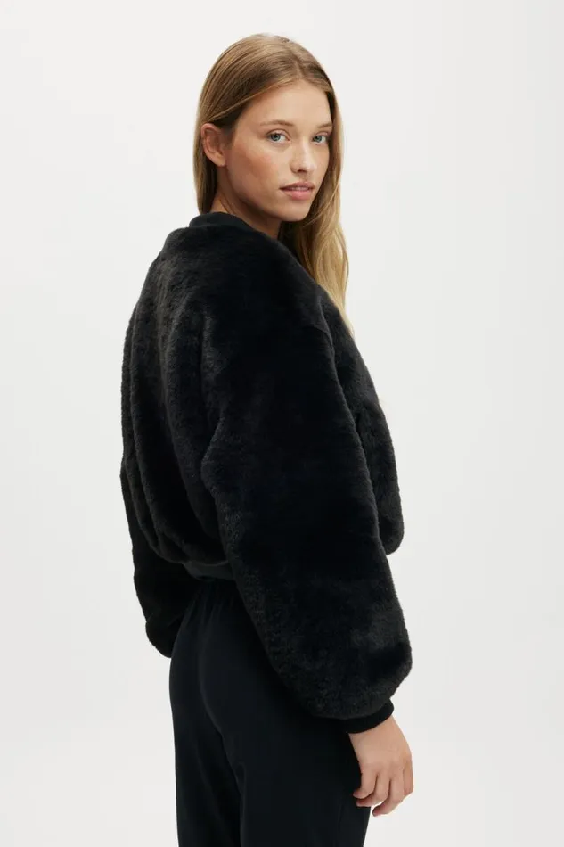 Cotton On Jackets Ariel Faux Fur Bomber Jacket Black 8211 Women
