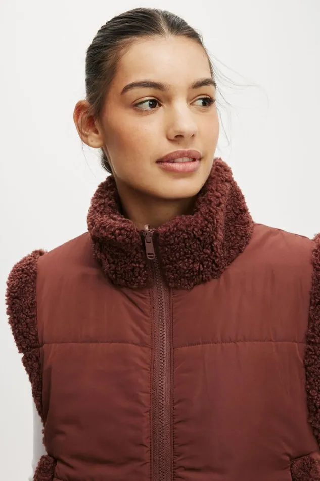 Cotton On Jackets Mother Puffer Sherpa Reversible Vest Cappuccino 8211 Women Cotton On Jackets Mother Puffer Sherpa Reversible Vest Cappuccino 8211 Women