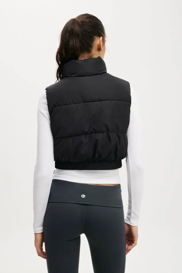 Cotton On Jackets The Mother Puffer Crop Vest Black 8211 Women