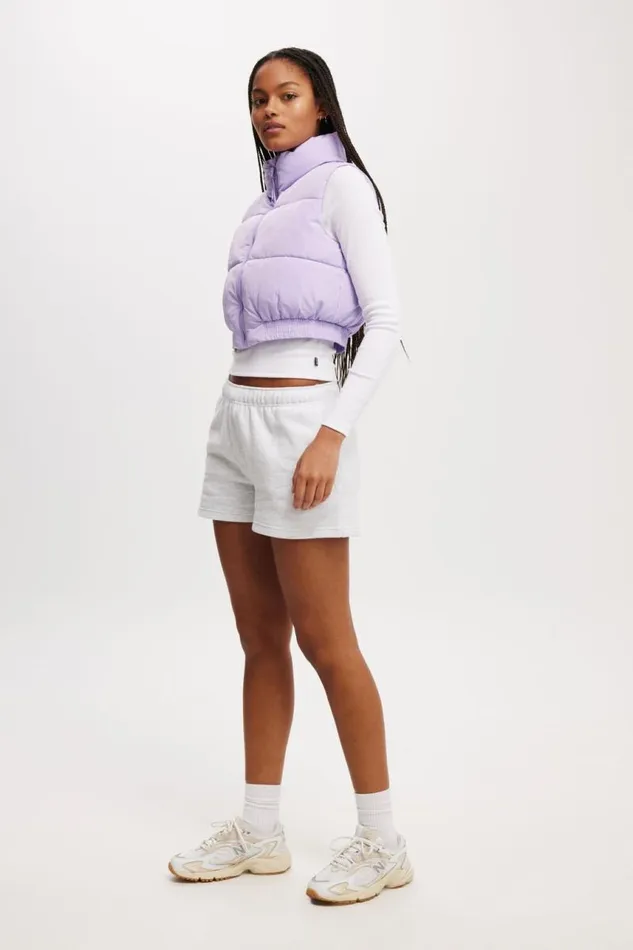 Cotton On Jackets The Mother Puffer Crop Vest Purple Rose 8211 Women