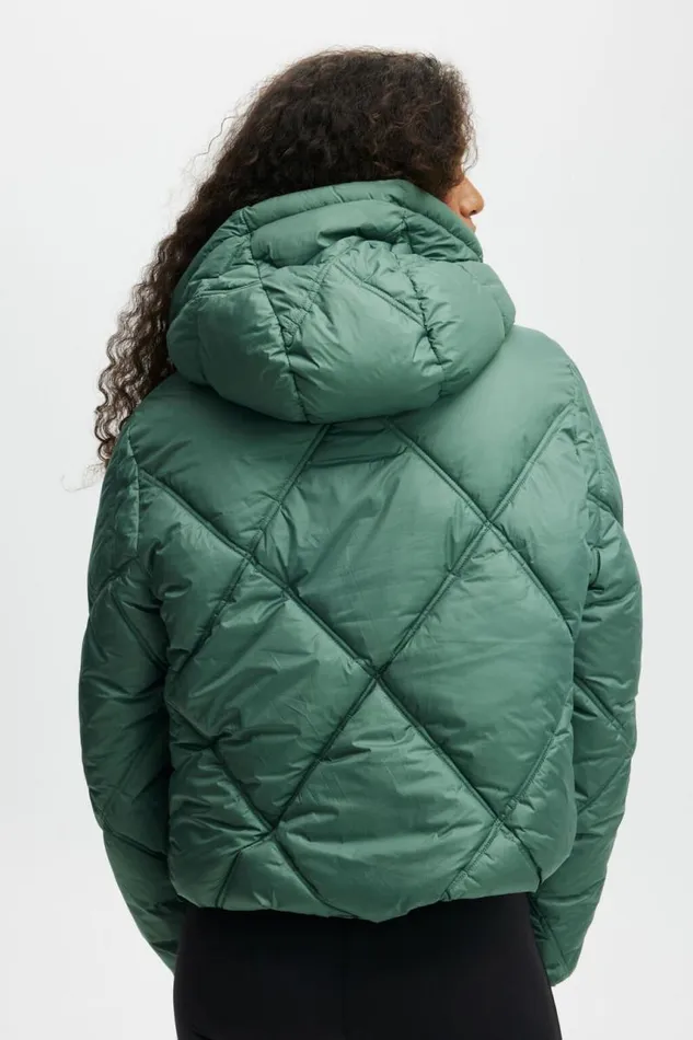 Cotton On Jackets The Mother Puffer Jacket Emerald Forest Quilt 8211 Women