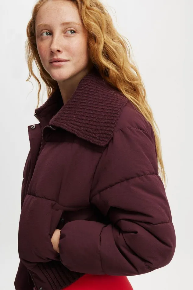 Cotton On Jackets The Mother Puffer Knitted Jacket Dark Oak 8211 Women