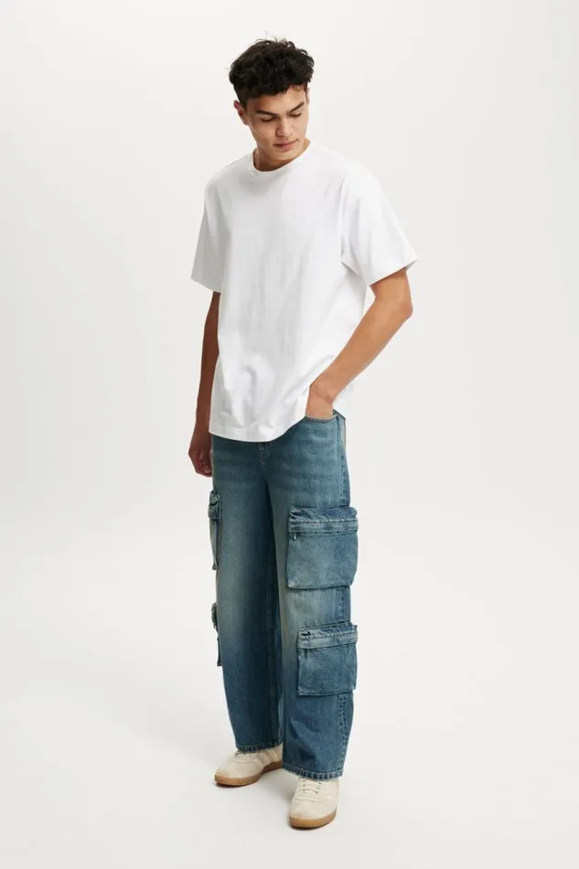Cotton On Jeans Super Baggy Jean Cargo Ditch Blue 8211 Men
