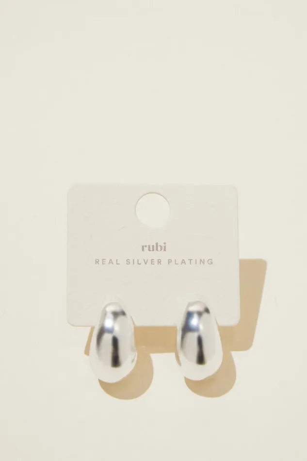 Cotton On Jewelry Mid Charm Earring Silver Plated Tear Drop Stud 8211 Women Cotton On Jewelry Mid Charm Earring Silver Plated Tear Drop Stud 8211 Women