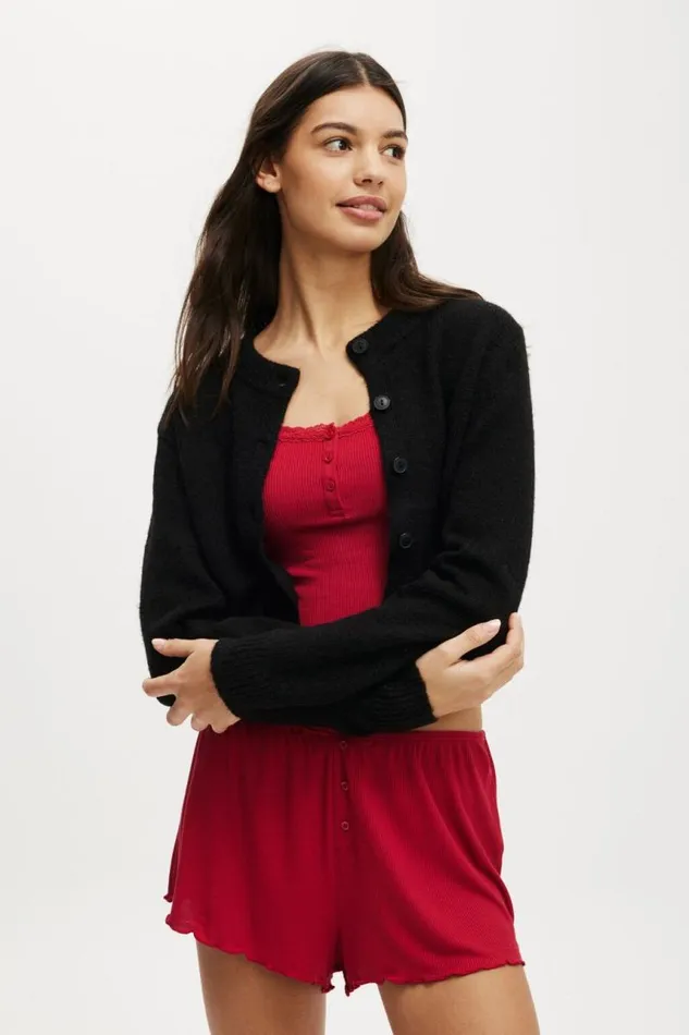 Cotton On Pajamas Cropped Knit Cardigan Black 8211 Women
