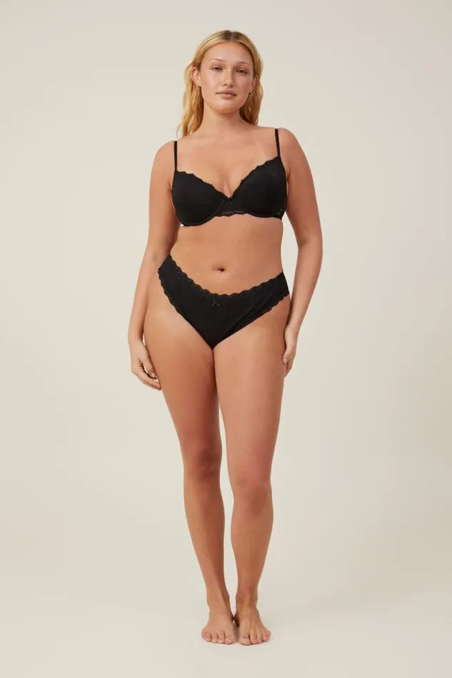 Cotton On Panties Organic Cotton Lace Cheeky Brief Black Pointelle 8211 Women