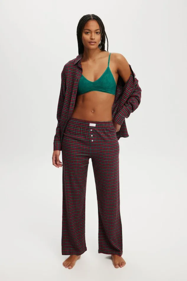 Cotton On Pants Flannel Boyfriend Boxer Pant Chrissy Checkred 8211 Women