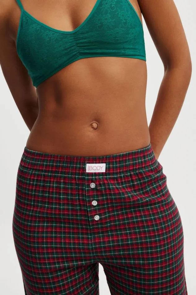 Cotton On Pants Flannel Boyfriend Boxer Pant Chrissy Checkred 8211 Women