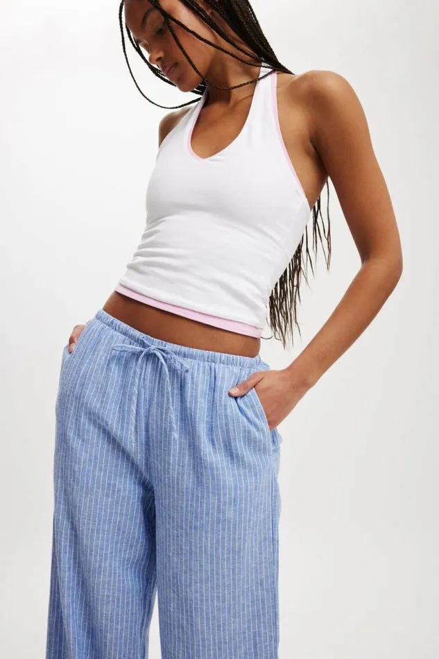 Cotton On Pants Haven Wide Leg Pant Asher Stripe Blue 8211 Women