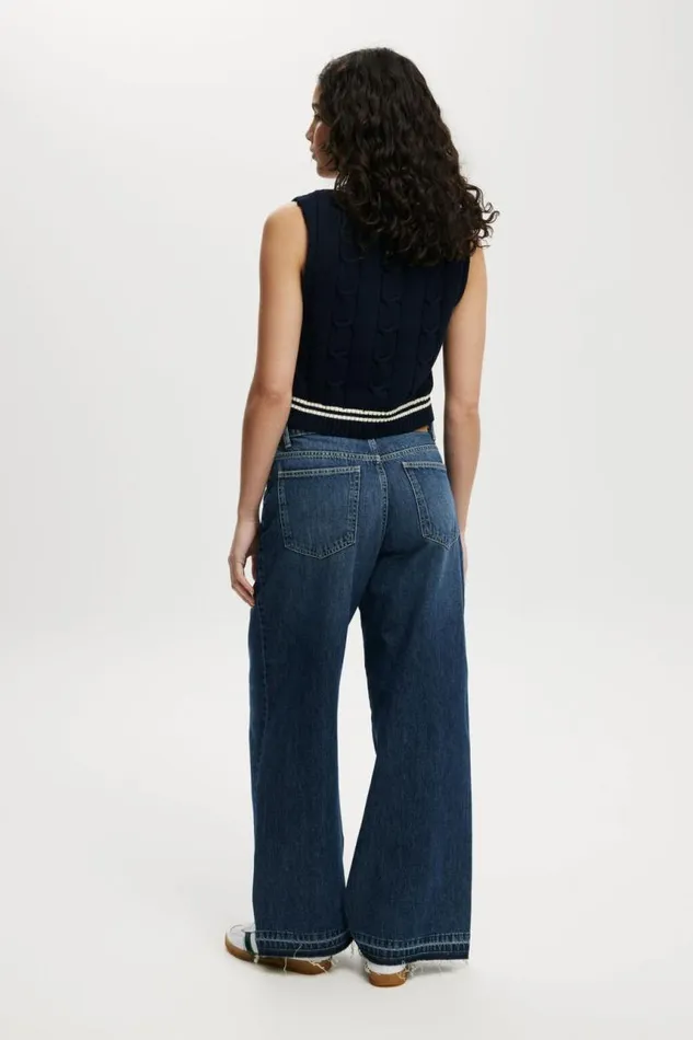 Cotton On Pants Relaxed Wide Jean Deepwater Bluehem 8211 Women Cotton On Pants Relaxed Wide Jean Deepwater Bluehem 8211 Women