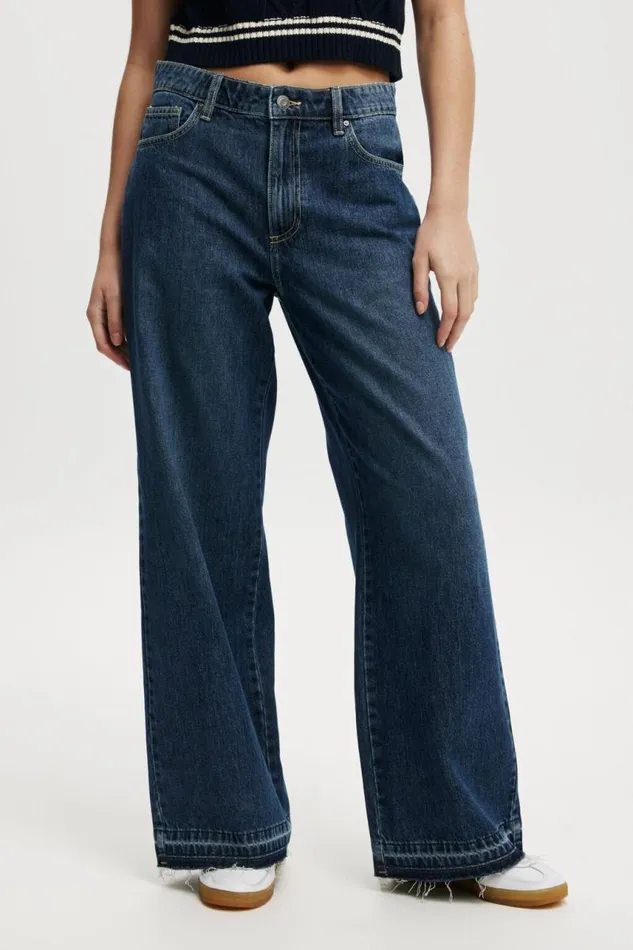Cotton On Pants Relaxed Wide Jean Deepwater Bluehem 8211 Women Cotton On Pants Relaxed Wide Jean Deepwater Bluehem 8211 Women