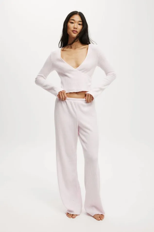 Cotton On Pants Super Soft Ribbed Straight Leg Pant French Fairytale Marle 8211 Women
