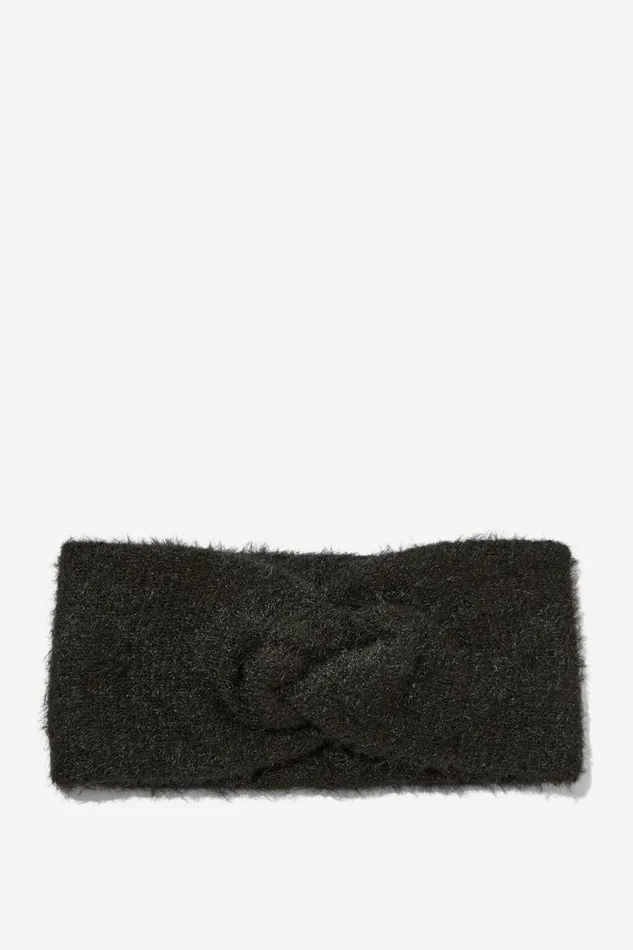 Cotton On ScarvesBeaniesandHats Fluffy Yarn Headband Black 8211 Women
