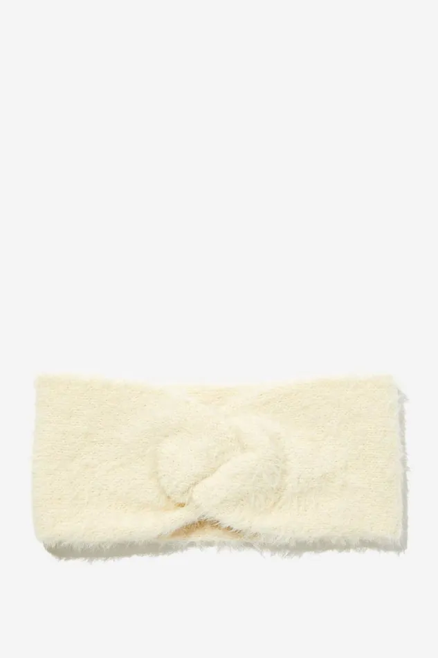 Cotton On ScarvesBeaniesandHats Fluffy Yarn Headband Ecru 8211 Women