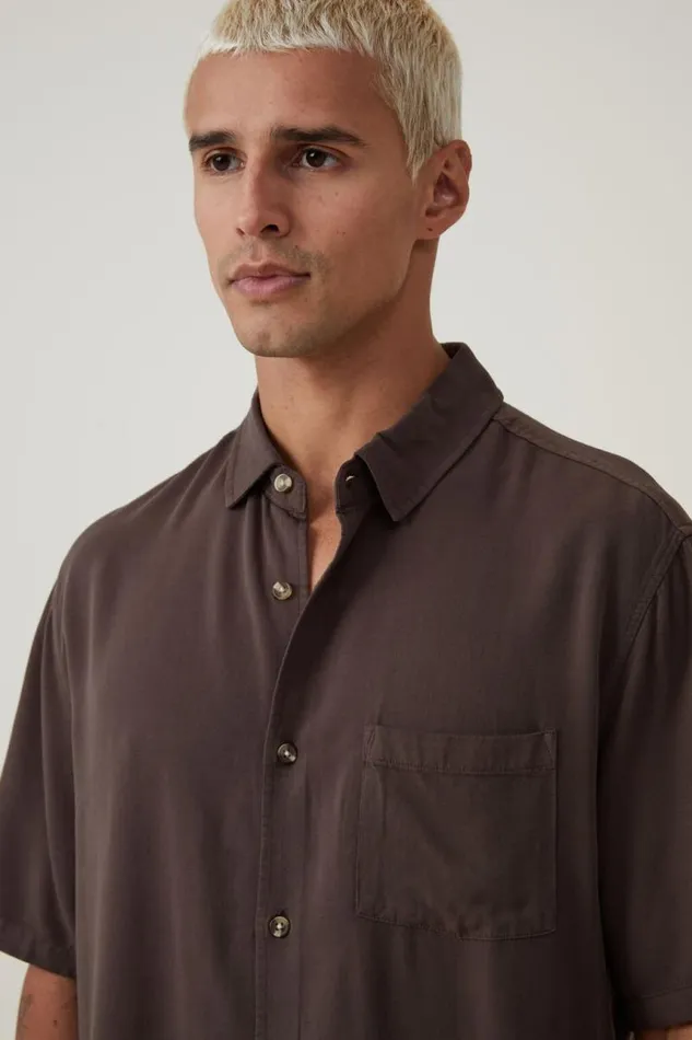 Cotton On Shirts and Polos Cuban Short Sleeve Shirt Ashen Brown 8211 Men Cotton On Shirts and Polos Cuban Short Sleeve Shirt Ashen Brown 8211 Men