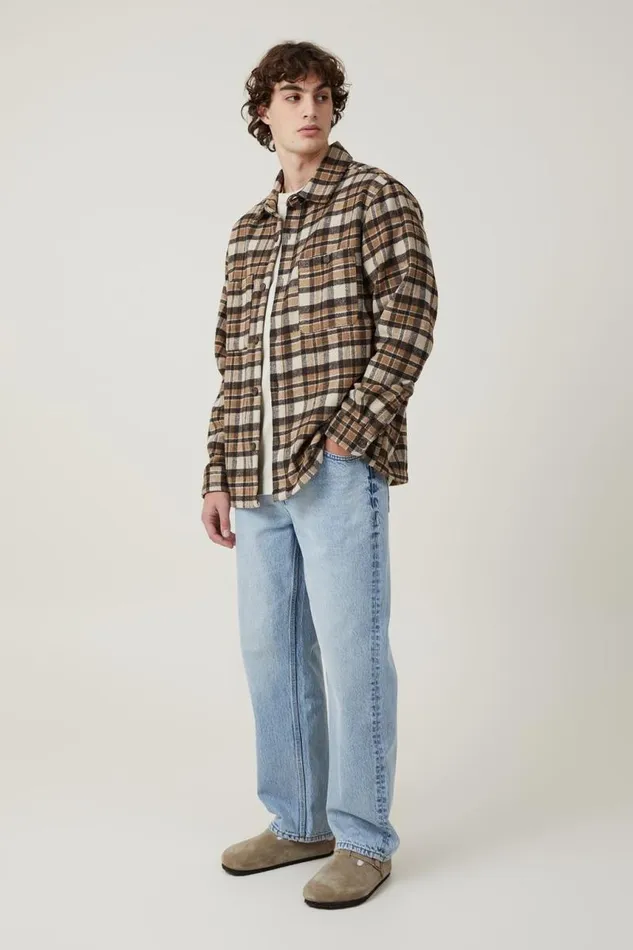 Cotton On Shirts and Polos Heavy Overshirt Natural Oversized Check 8211 Men Cotton On Shirts and Polos Heavy Overshirt Natural Oversized Check 8211 Men