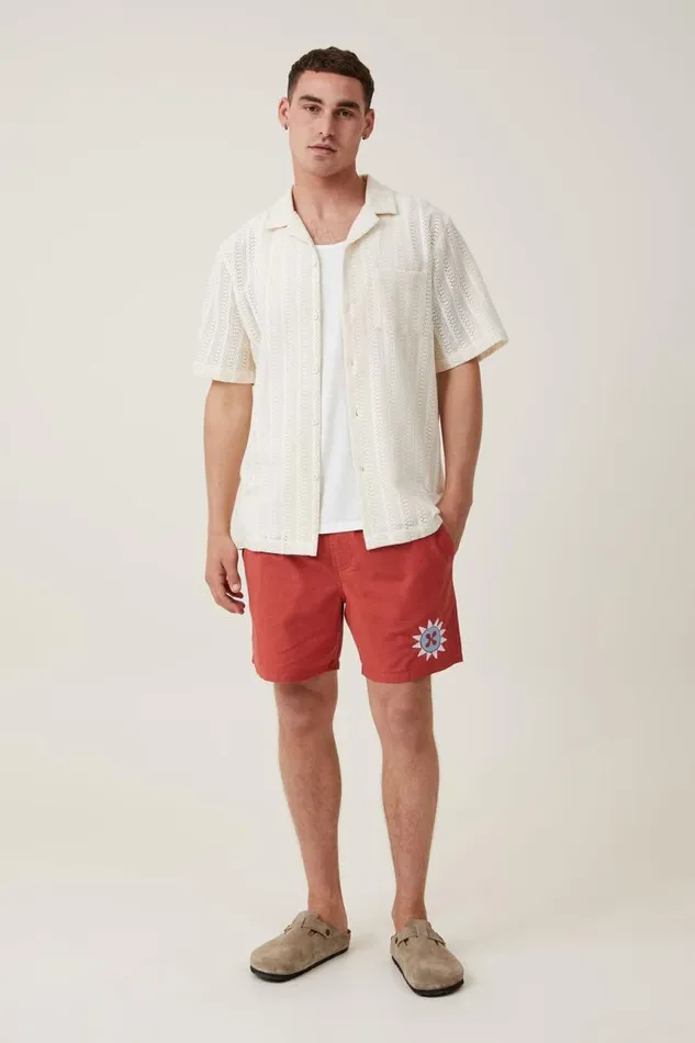 Cotton On Shirts and Polos Palma Short Sleeve Shirt Ecru Pattern 8211 Men Cotton On Shirts and Polos Palma Short Sleeve Shirt Ecru Pattern 8211 Men