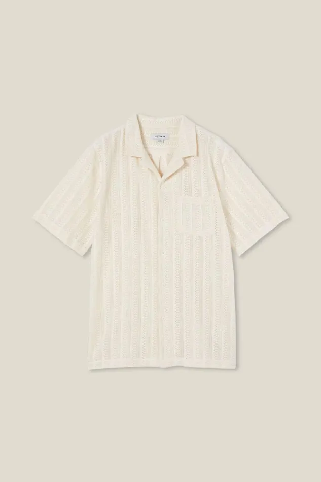 Cotton On Shirts and Polos Palma Short Sleeve Shirt Ecru Pattern 8211 Men Cotton On Shirts and Polos Palma Short Sleeve Shirt Ecru Pattern 8211 Men