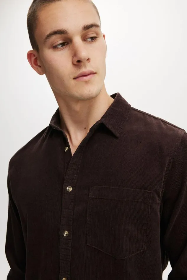 Cotton On Shirts and Polos Portland Long Sleeve Shirt Chocolate Plum Cord 8211 Men Cotton On Shirts and Polos Portland Long Sleeve Shirt Chocolate Plum Cord 8211 Men