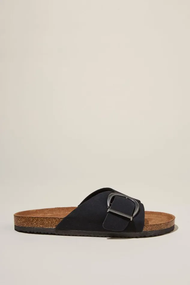 Cotton On ShoesandSlippers Rex Single Strap Slide Black Micro 8211 Women