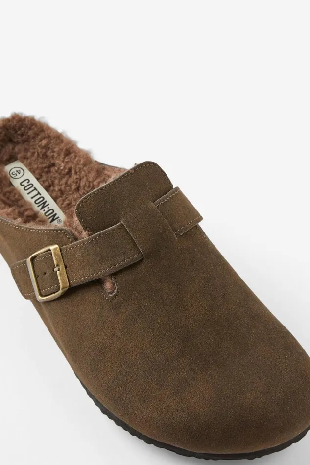 Cotton On Shoes Closed Toe Buckle Slide Tobaccobrown Teddy 8211 Men Cotton On Shoes Closed Toe Buckle Slide Tobaccobrown Teddy 8211 Men