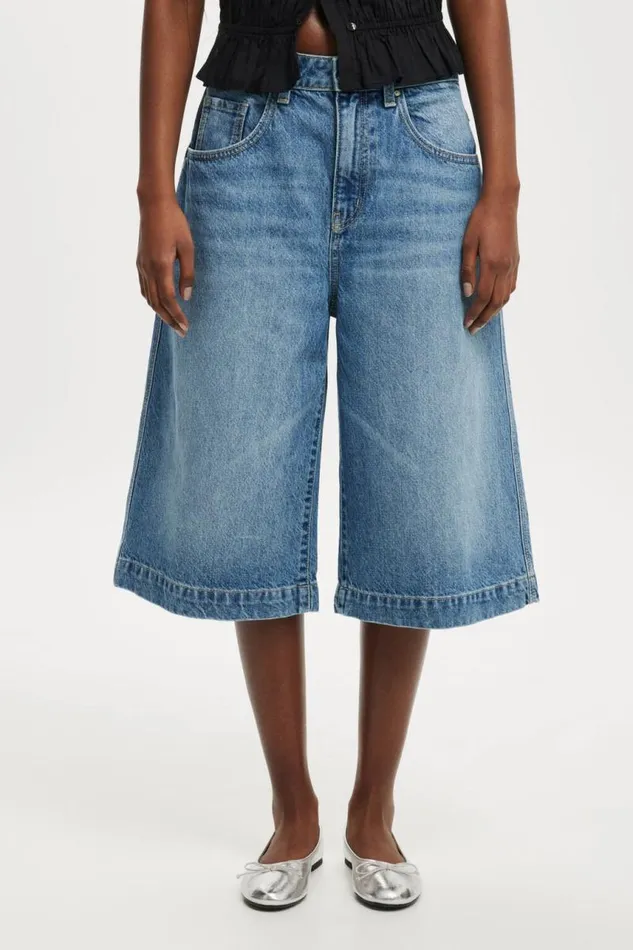 Cotton On Shorts 90 S Baggy Denim Jort Azure Blue 8211 Women