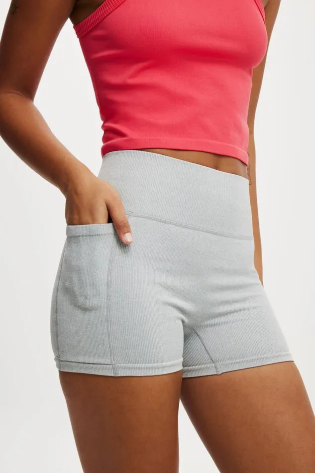 Cotton On ShortsandSkirts Seamless Pocket Shortie Short Light Grey Marle 8211 Women